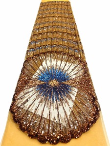 Tissu en dentelle africaine coloré pour la maison, maille perlée respirante <span class=keywords><strong>tricot</strong></span>ée 100 % polyester, matière pour femme - Product Image 3