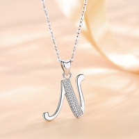 Collier personnalisé en argent 925 avec nom gravé, pendentif de haute qualité avec initiale personnalisée (26 lettres)
