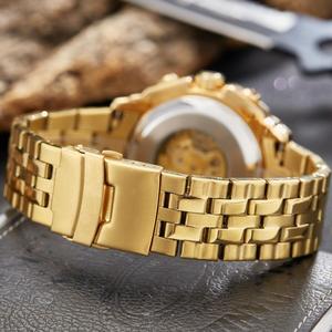 Reloj Mecánico Automático Dorado para Hombre, Correa de Aleación Analógica, Función de Tacómetro, Caja Redonda de 13.5 mm de Grosor, 21 cm de Longitud, Sin Resistencia al Agua - Product Image 4