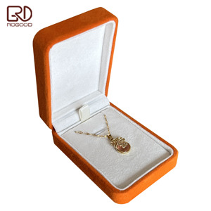 ROGOOD – Boîte cadeau de luxe en velours <span class=keywords><strong>orange</strong></span>, vente directe d'usine, pour boucles d'oreilles pendantes longues/colliers, étui d'emballage de bijoux de luxe P1992 - Product Image 3