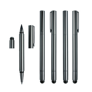 Neu Ankommen Benutzer definiertes Logo <span class=keywords><strong>2</strong></span>-in-1 Metall Signatur stift 0,5mm Pistole Grau Ewiger Bleistift Neutraler Stift Gel stift - Product Image 1
