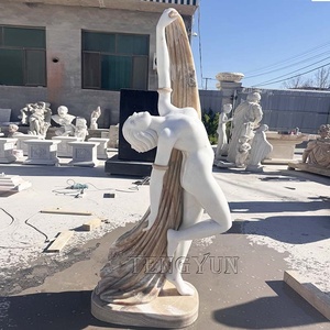 Elegante escultura de baile de mujer Xexy desnuda tallada en mármol blanco y negro - Product Image 6