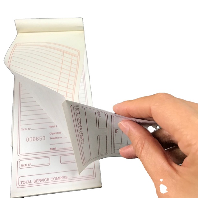 Customizable Restaurant Carbonless Guest Check Duplicate Order Pad Book with Kraft Paper and Bill