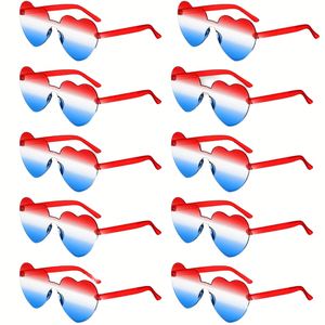 Gafas de Sol de Plástico sin Montura con Forma de Corazón Degradado, Accesorio Patriótico para Fiestas de Cumpleaños y Cabinas de Fotos - Product Image 1