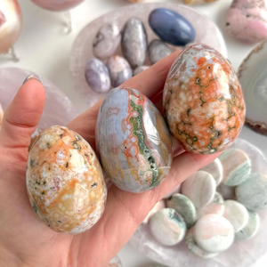 Venta al por Mayor de Huevos de <span class=keywords><strong>Jaspe</strong></span> Oceánico Natural para Decoración del Hogar, Regalo Navideño para Padres, Manualidades DIY - Product Image 3