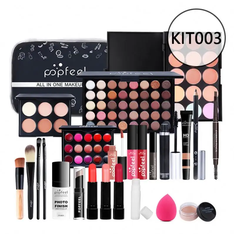 Wholesale Eyeshadow Lipstick Eyebrow Pencil Lipgloss Makeup Brush Powder Puff With Makeup Bag Kit Full Makeup Sets