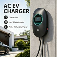 Borne de recharge murale intelligente pour VE 7kW de type 2, compatible OCPP, RFID, WiFi, contrôle par application, étanche IP65, certifiée CE FCC, garantie 18 mois, directement de l'usine OEM