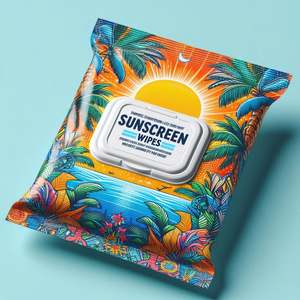 OEM/ODM protezione solare salviette SPF idratanti salviettine solari portatili per uso esterno del viso e del corpo da viaggio - Product Image 2