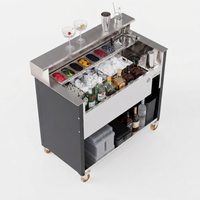 165L Ice Bin Komersial Bahan Stainless Steel, Modul Counter Bilas Minuman Mobile, Stasiun Koktail, Peralatan Bawah Bar, Bar Luar Ruangan