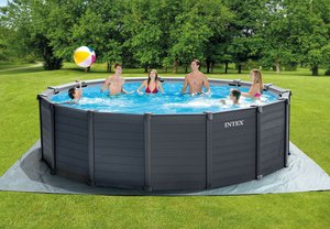 Piscine hors sol ronde <span class=keywords><strong>Intex</strong></span> 26384, piscines en PVC graphite, 478x124 cm, divertissement aquatique en plein air - Product Image 3