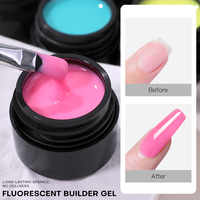 Gel UV de construction pour ongles aux couleurs fluorescentes, personnalisable avec logo, OEM, marque privée, extension d'ongles, gel dur pour ongles