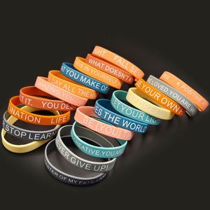 Bracelets en silicone avec citation inspirante, bracelets en caoutchouc colorés pour femmes, hommes, adolescents, cadeaux pour le bureau, les fêtes - Product Image 6