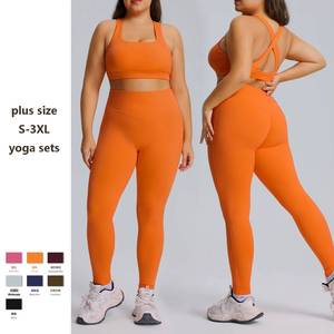 OEM Plus Size Workout Fitness for Women 3 Pieces Bra/<b>Leggings</b>/Jacket Training Pilates Butt Lift Yoga Sets Sample Available - Product Image 2