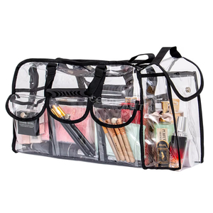Sac de beauté transparent en <span class=keywords><strong>vinyle</strong></span> holographique personnalisé, sac à fermeture éclair en PVC transparent, sacs de beauté, sac à cosmétiques, sac à main - Product Image 2
