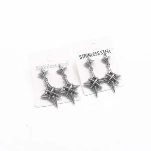 yunnique Star Shape Drop <b>Earrings</b> Stainless Steel Red Black <b>Diamond</b> Geometric Design Unisex Fashion Jewelry - Product Image 3