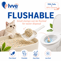 Litière pour chat OEM d'usine, tofu et manioc mélangés, faible teneur en poussière, agglomération rapide, jetable dans les toilettes, à base végétale