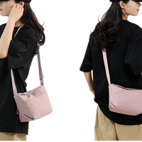 Tas Selempang Ringan Kapasitas Besar dengan Ritsleting, Bahan Nilon Trendi, Tas Selempang Kasual untuk Wanita, Penggunaan Sehari-hari