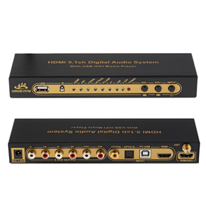 Justlink HDMI 4K ARC סיבים אופטי קואקסיאלי BT AC3 DTS פענוח כדי אנלוגי 5.1ch ממיר U דיסק עם lR מרחוק מתג