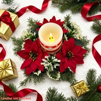 Dekorasi Natal Tempat Lilin Karangan Bunga Garland Plastik Hiasan Meja Ruang Tamu Dekorasi Dalam Ruangan