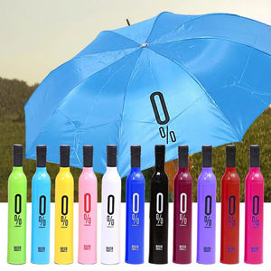 Mini parapluie de voyage pliable avec impression de logo personnalisé et pluie UV pour femmes hommes vêtements de pluie cadeaux parapluie bouteille de vin - Product Image 6