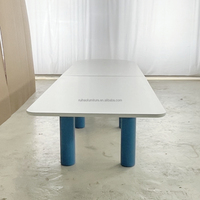 Table et chaises rectangulaires blanches pour enfants, design populaire ZDH, pour les bibliothèques scolaires et les fêtes