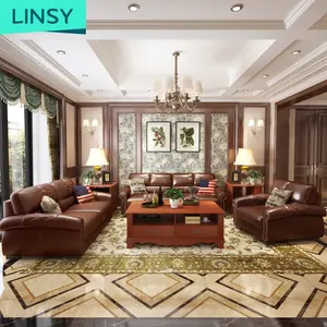 Linsy באיכות גבוהה אמריקאי סגנון ספה חום למעלה גרגרים עור ספה נוחות מודרני בסגנון אמריקאי סלון ספה 2070