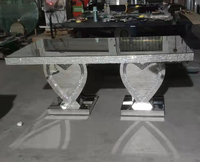Table à manger rectangulaire moderne avec miroir, table de mariage effet diamant broyé pour la maison, l'hôtel, le restaurant