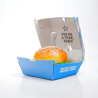 Boîte d'emballage pour hamburgers biodégradable et écologique, personnalisable avec logo, gaufrage, pelliculage mat, pliable, pour la restauration rapide (vente en gros)
