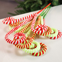 Décorations de Noël : Branches torsadées menthe, rouge et blanc, tiges bouclées, corde en fer rayée, style européen fait main pour les fêtes de Noël
