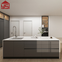 Armoires de cuisine en stratifié imitation bois gris foncé nordique personnalisées Yingsheng pour la rénovation de la maison