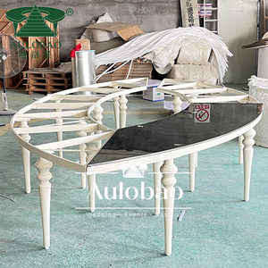 White Iron Metal Frame Eye Shape <strong>Memorial</strong> Hotel Furniture Serpentine <strong>Wedding</strong> <strong>Table</strong> - Product Image 6
