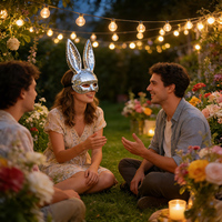 Masque de fête lapin boule disco - Masque d'animal réfléchissant mignon pour club, mascarade, festival, accessoire de costume à thème