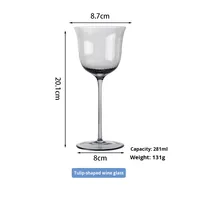 Gobelet en cristal soufflé à la main, spécial restaurant, coupe à glace, tulipe, verre à vin rouge côtelé, luxe léger, rétro