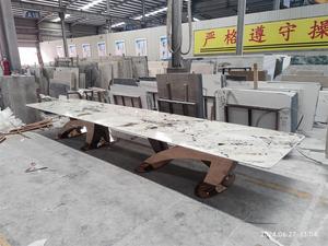 Hiện đại sang trọng lớn bằng đá cẩm thạch hàng đầu bàn ăn đặt 6-12 chỗ ngồi với Chân Vàng cơ sở cho khách sạn nhà ngoài trời trong màu sắc tự nhiên - Product Image 3