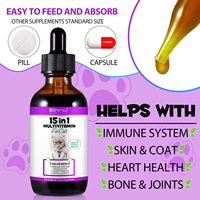 Oimmal 60mL Vitamines Liquides Compléments Alimentaires 15 En 1 Gouttes Multivitamines pour Chats Peau Manteau Santé Cardiaque