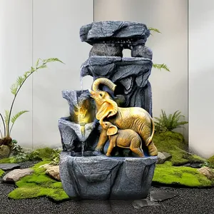 Hot Sale <strong>Elephant</strong> Water Fountain with LED Lights, Resin Indoor Waterfall <strong>Decor</strong> for Home Office Feng Shui - Product Image 5