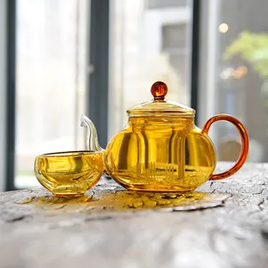 Tea Custom High Quality Borosilicate Glass Tea Maker Cup Set Teapots Filtering Infuser Strainer Warmer Color Glass Teapot With 4 Cup