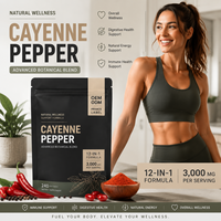 Gélules de piment de Cayenne, de betterave et de berbérine à marque privée OEM, 240 unités, complément alimentaire pour la santé, approvisionnement en gros