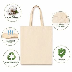 Bolsa de lona de algodón de primera calidad, resistente y reutilizable, para compras, viajes y uso en la playa, disponible para la venta. - Product Image 5