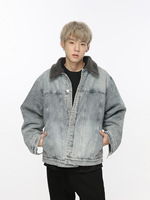Veste en jean personnalisée en usine veste d'hiver rétro pour homme en laine d'agneau épaissie pour couple veste pour hommes
