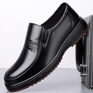 Mocassins en cuir pour hommes, bout rond, à enfiler, semelle extérieure en caoutchouc antidérapante, semelle intermédiaire en EVA, chaussures décontractées d'été pour affaires - Product Image 1