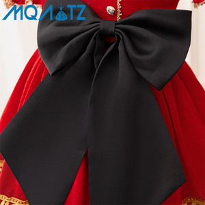 Vestido de Princesa Rojo con Lazo de Satén Floral para Niñas, Cuello Redondo, Formal, <span class=keywords><strong>Maxi</strong></span>, Traje de Fiesta Infantil con Apliques para la Temporada de Primavera - Product Image 6