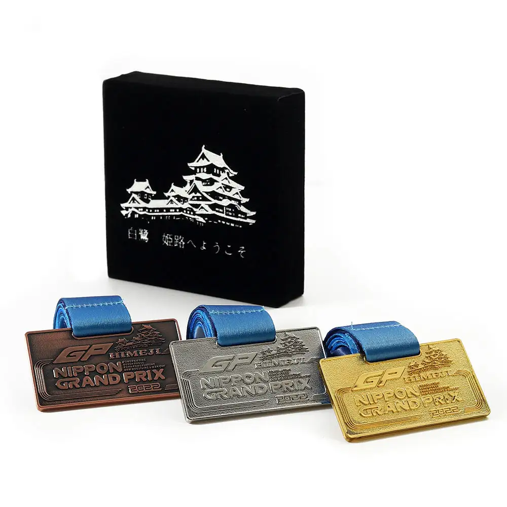 Metal zinco liga medalhas fabrica lembrança prêmio xadrez medalha madeira veludo caixa caixas para medalhas