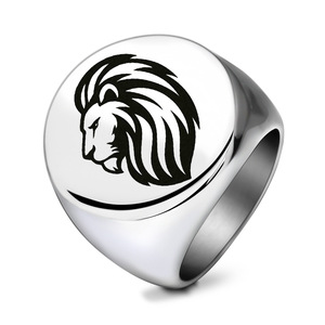Anillo de Acero Inoxidable con Cabeza de León para Hombre, 22MM, Grabado Láser Redondo, Color Dorado, Joyería de Moda, Regalo - Product Image 4