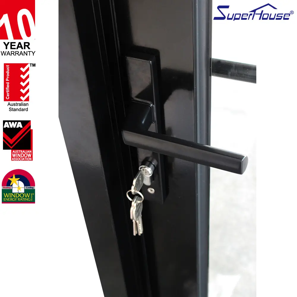 Superhouse Florida Hot Sale Hurricane Impact Swing Hinged Patio Exterior Entry Doors Safety Glass Casement Door