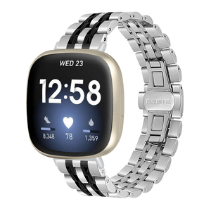 <span class=keywords><strong>Bracelet</strong></span> en métal à sept maillons HYX <span class=keywords><strong>Sport</strong></span>, <span class=keywords><strong>bracelet</strong></span> réglable à boucle papillon, <span class=keywords><strong>bracelet</strong></span> de montre en acier inoxydable, compatible avec <span class=keywords><strong>fitbit</strong></span> Versa4 Versa3 - Product Image 4