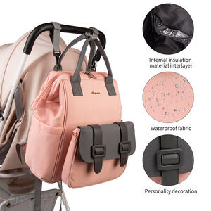 Usine en gros 3-en-1 extérieur maman Nappy sac à couches Polyester sac à dos avec motif imprimé <span class=keywords><strong>pas</strong></span> <span class=keywords><strong>cher</strong></span> tissu humide bébé Nappy sac - Product Image 2