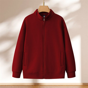 เสื้อแจ็คเก็ตคอตั้งแบบสวมใส่ทำงานบุขนแกะสีพื้นสำหรับฤดูใบไม้ร่วงและฤดูหนาว สีเทา สีฟ้า สีดำ สีกาแฟ สีเขียวเข้ม สีแดงเลือดหมู - Product Image 4