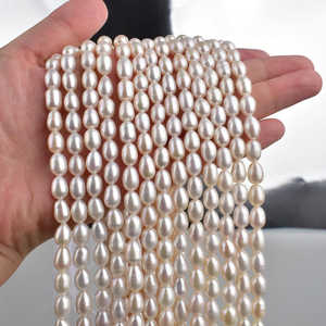 WENCHI 1021 Perles de riz d'eau douce naturelles économiques de 6 mm, blanches, en vrac, 37 cm par lot pour la fabrication de bijoux - Product Image 5