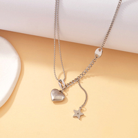 Collier tendance en acier inoxydable plaqué or 18 carats PVD avec pendentifs cœur, étoile et nuget, chaîne de clavicule, bijoux à pampilles pour femmes, vente en gros